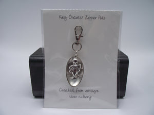 Keychain/ Zipper Pull-silver spoon with sea creature charm