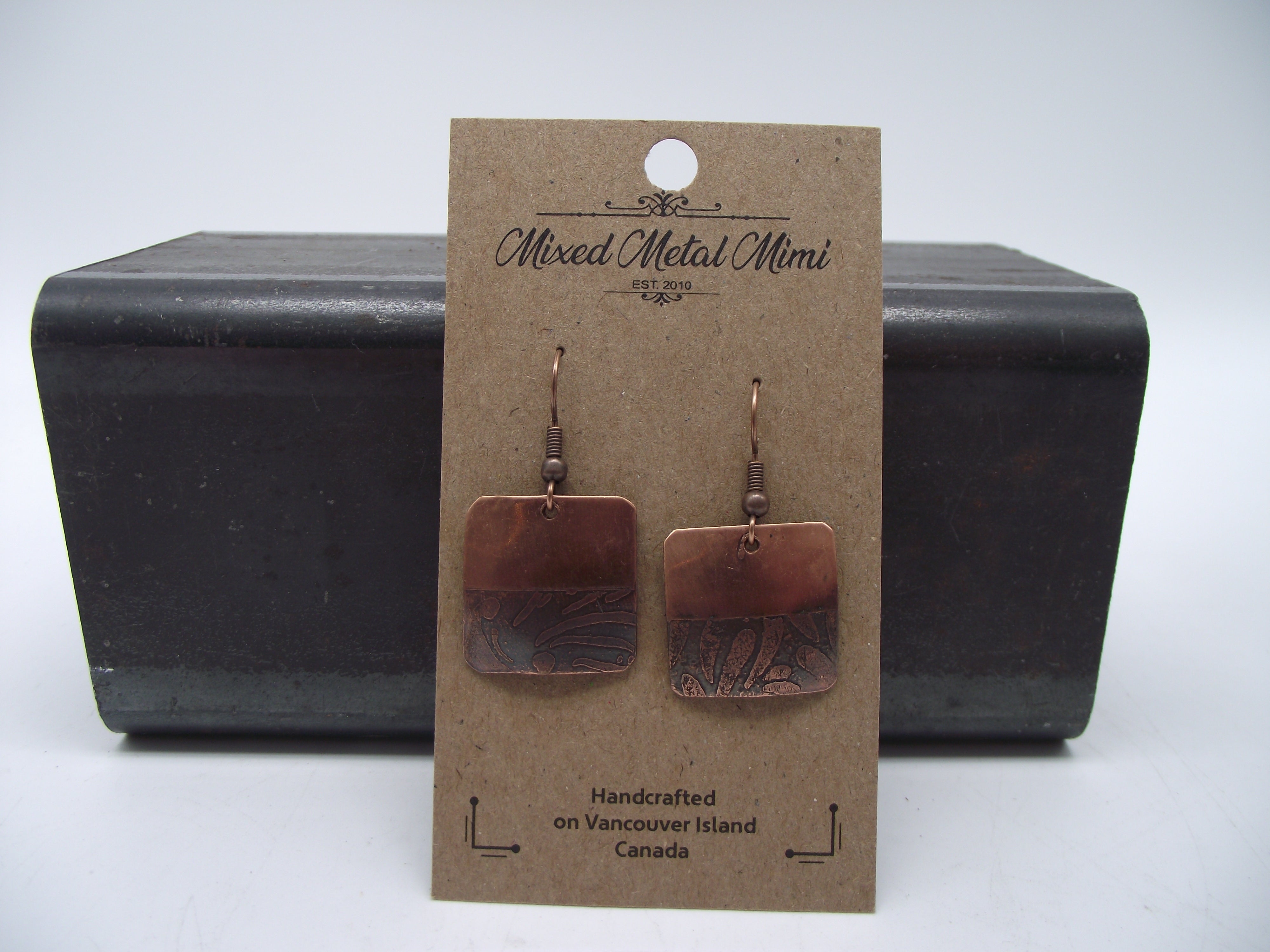 Copper etched earrings -02