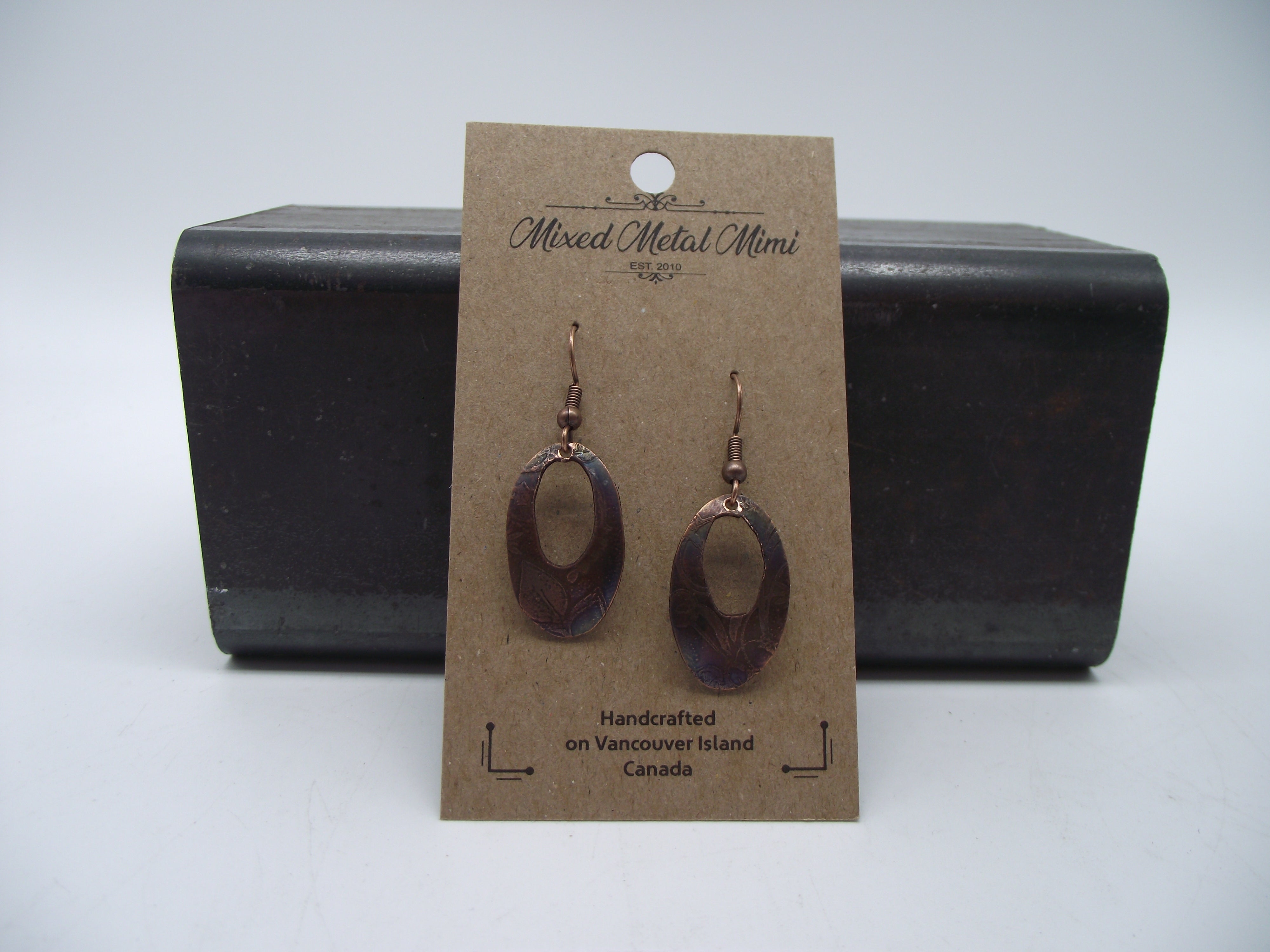 Copper etched earrings -01