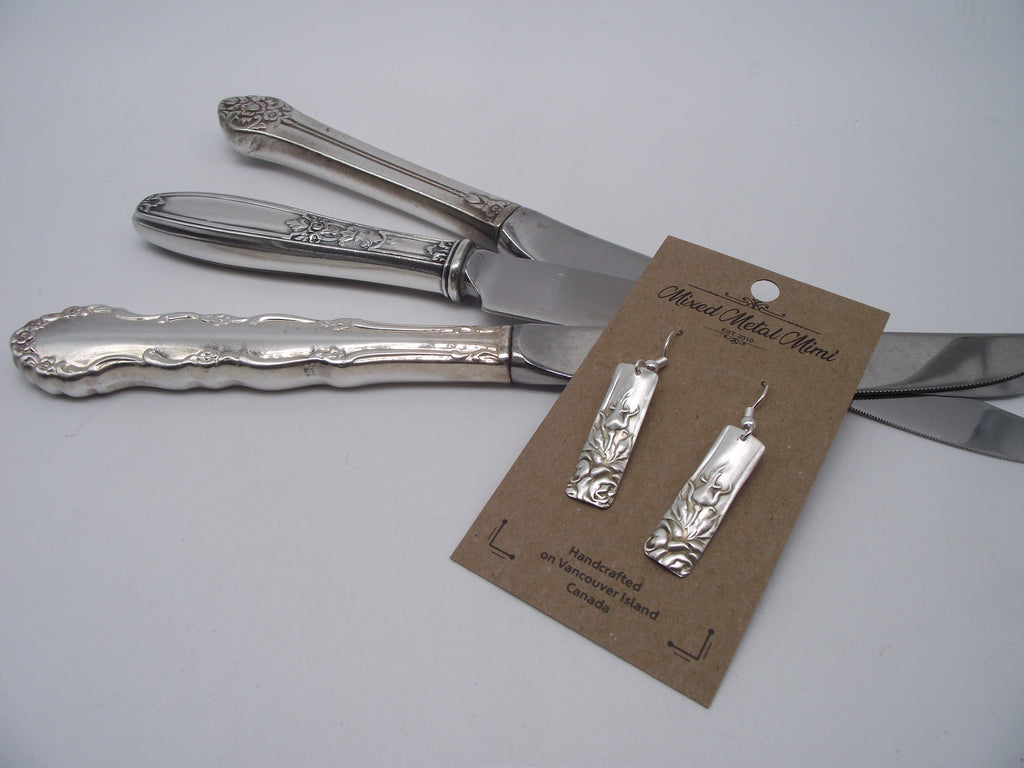 Knife-end silver earrings -08