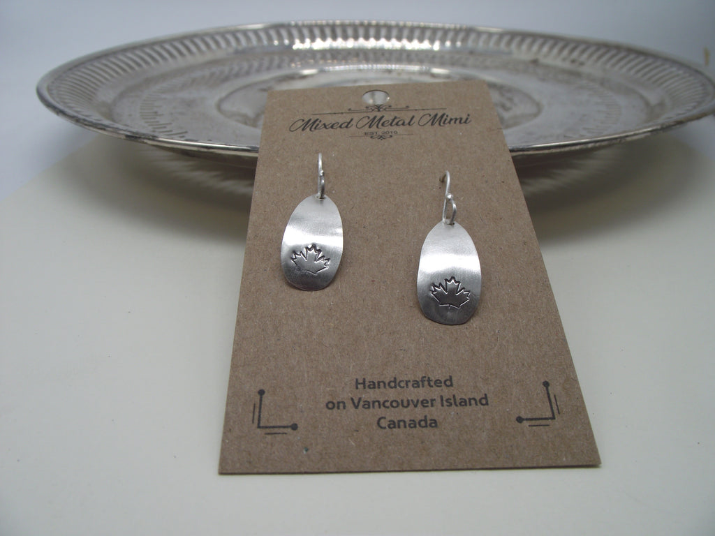 Sterling silver maple leaf earrings-teardrop