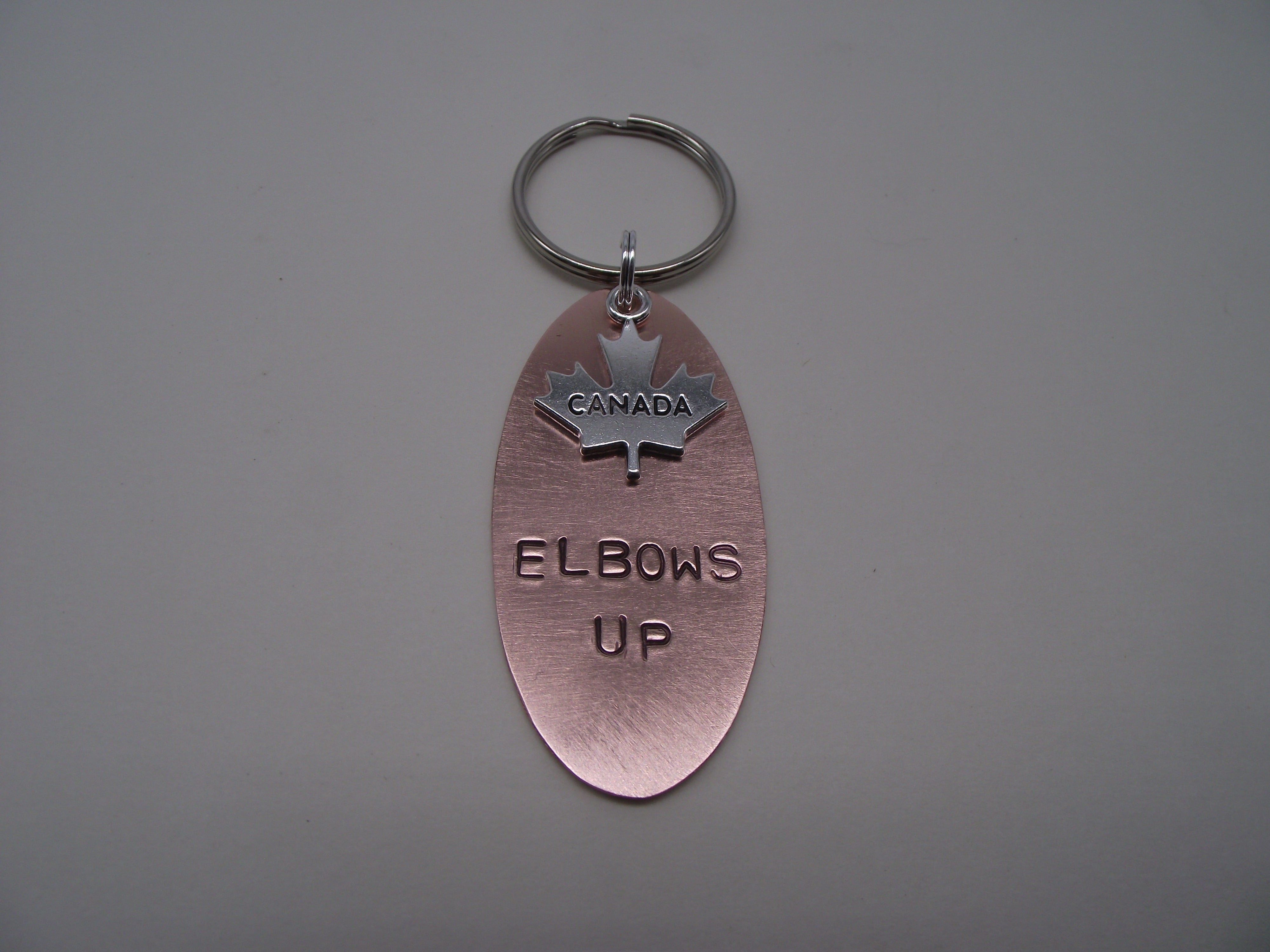 Copper Elbows Up Key Ring -Oval