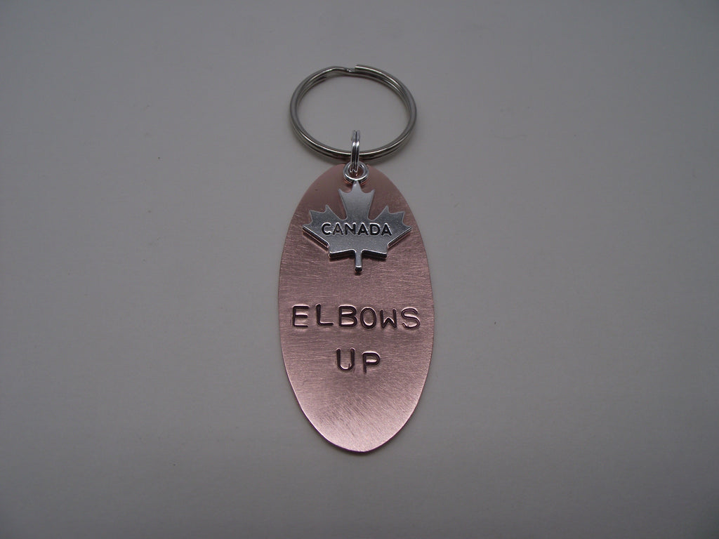 Copper Elbows Up Key Ring -Oval