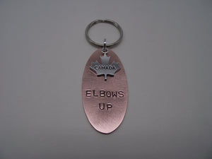 Copper Elbows Up Key Ring -Oval