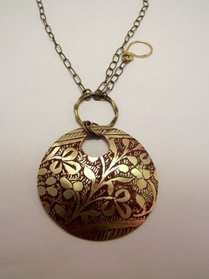 Adjustable Brass Necklace w/30” Chain Round-Wholesale